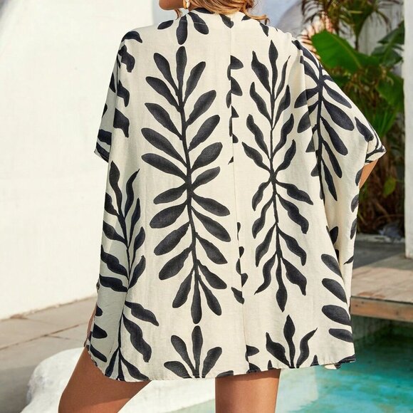 Apricot Boho Women's Vacation Plants Print Three-Piece Set - Picture 2 of 6